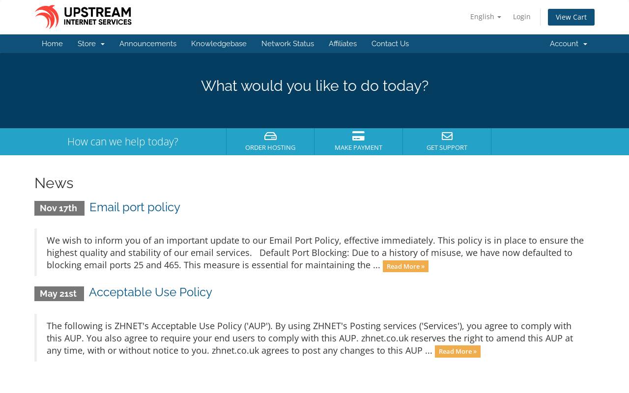 Upstream Network（Zhnet） 官网截图